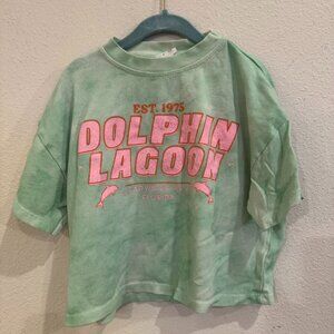 ZARA Kids Dolphin Lagoon Tee Green Tie-Dye Size 6